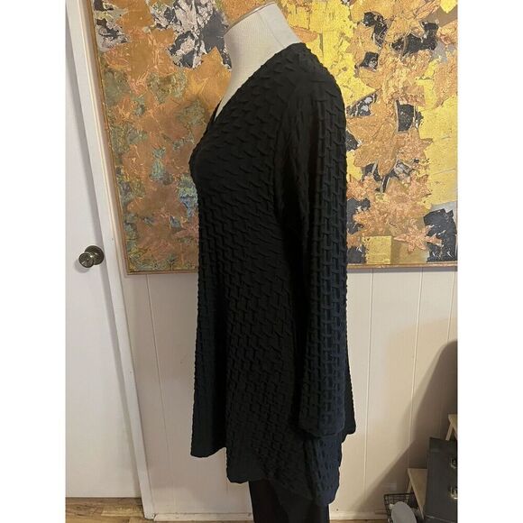 EDW Spirithouse Womens Medium A-Line Tunic Dress Black Ripple Textured Pockets - Picture 2 of 9